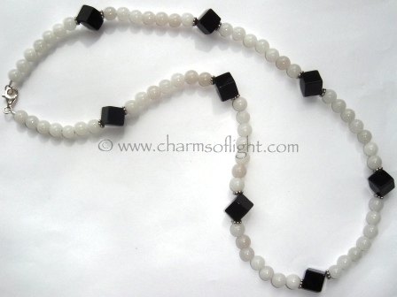 Black Onyx & White Agate Necklace